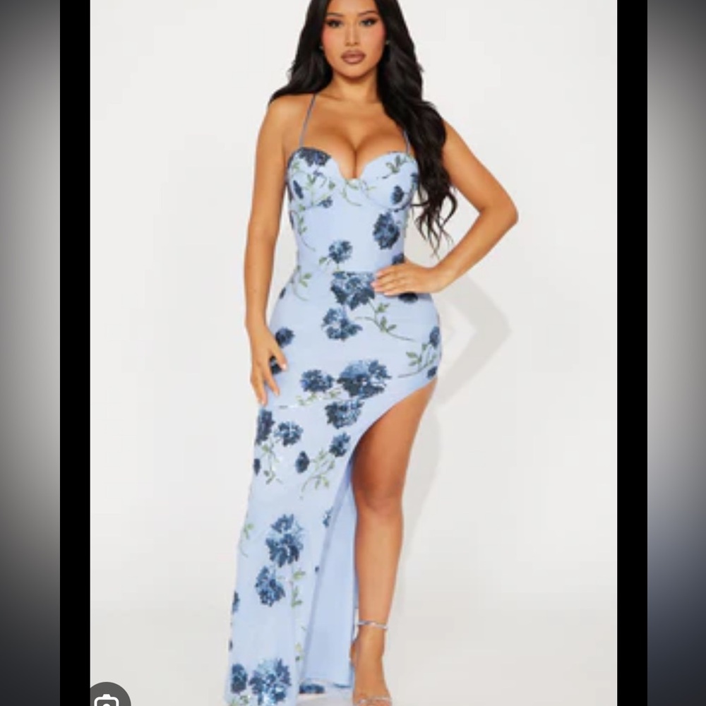 “Alisa Floral Sequin Gown”